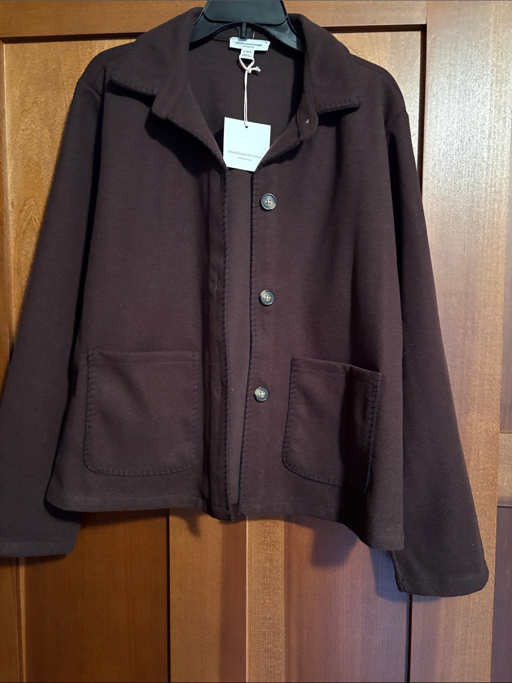 NWT Chocolate Brown Button-Front Shirt Jacket